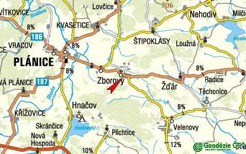 Kliknutm na mapu se zobraz poloha Zborov 1:100 000